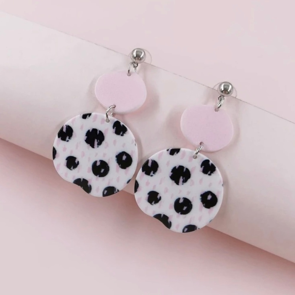 Brand New Polka Dots Round Drop Earrings